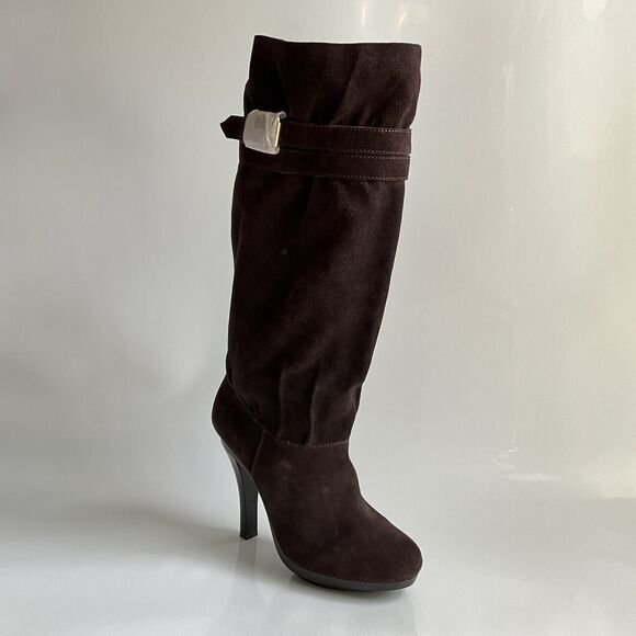 Michael Kors Boots Women 8M Brown Suede Kincade Knee High Slouchy Platform Heels - Picture 10 of 12